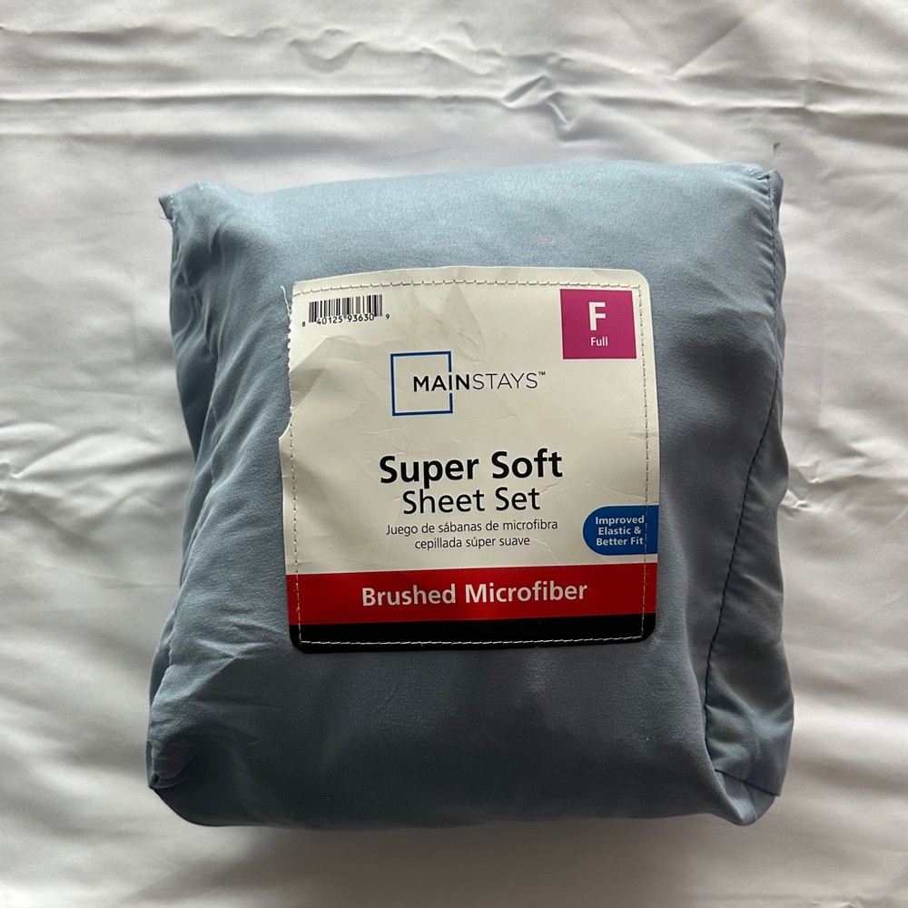 Mainstays Brushed Microfiber Sheet Set in Soft Blue